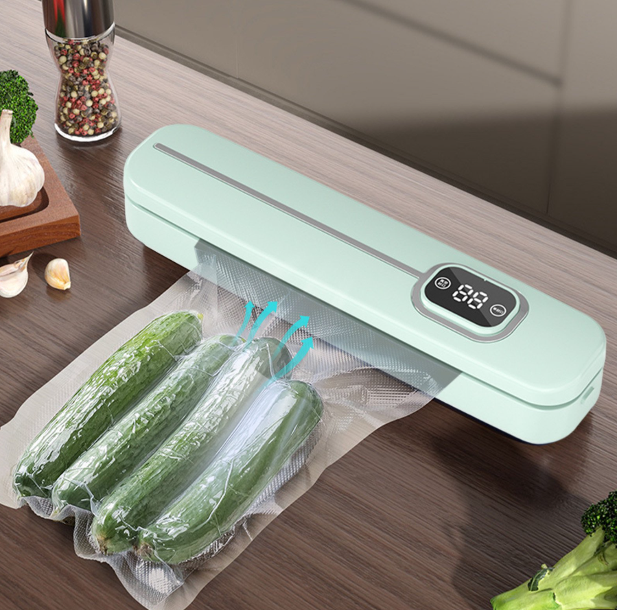 Aparat de vidat și sigilat alimente Vacuum Sealer cu afișaj digital, Verde
