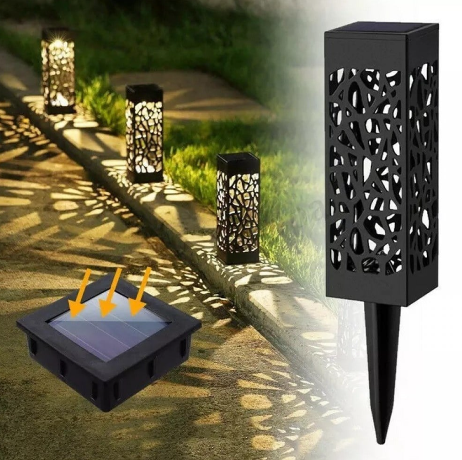 Pachet XL 8 Lămpi Solare Exterior cu Model Proiecție Ambientală, LED Lumină Caldă, Rezistente la Apă și Intemperii, Senzor Zi/Noapte, Zero Costuri Energie