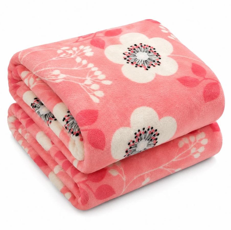 1+1 GRATIS Patura Cocolino Pufoasa cu Margarete, Albastru Deschis, 200x220 cm