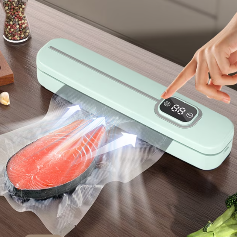 Aparat de vidat și sigilat alimente Vacuum Sealer cu afișaj digital, Verde