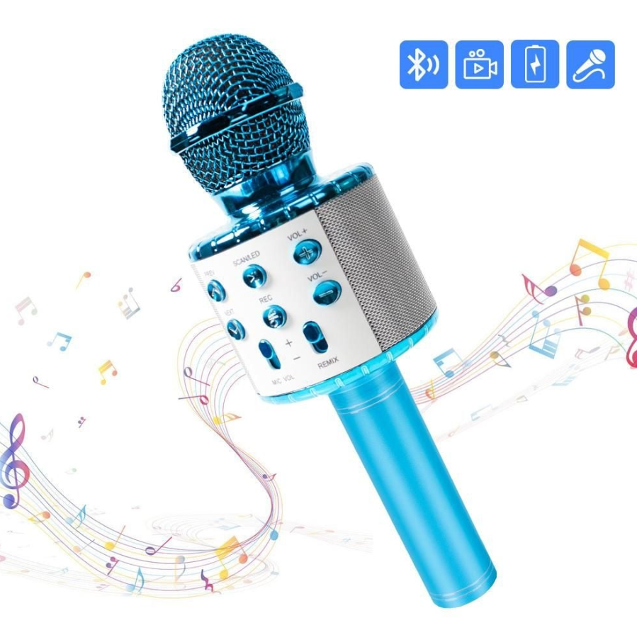Pachet 2 Microfoane Karaoke Fără Fir pentru Copii și Adulți – Difuzor Portabil, Schimbător de Voce, MP3 Player cu USB / Card