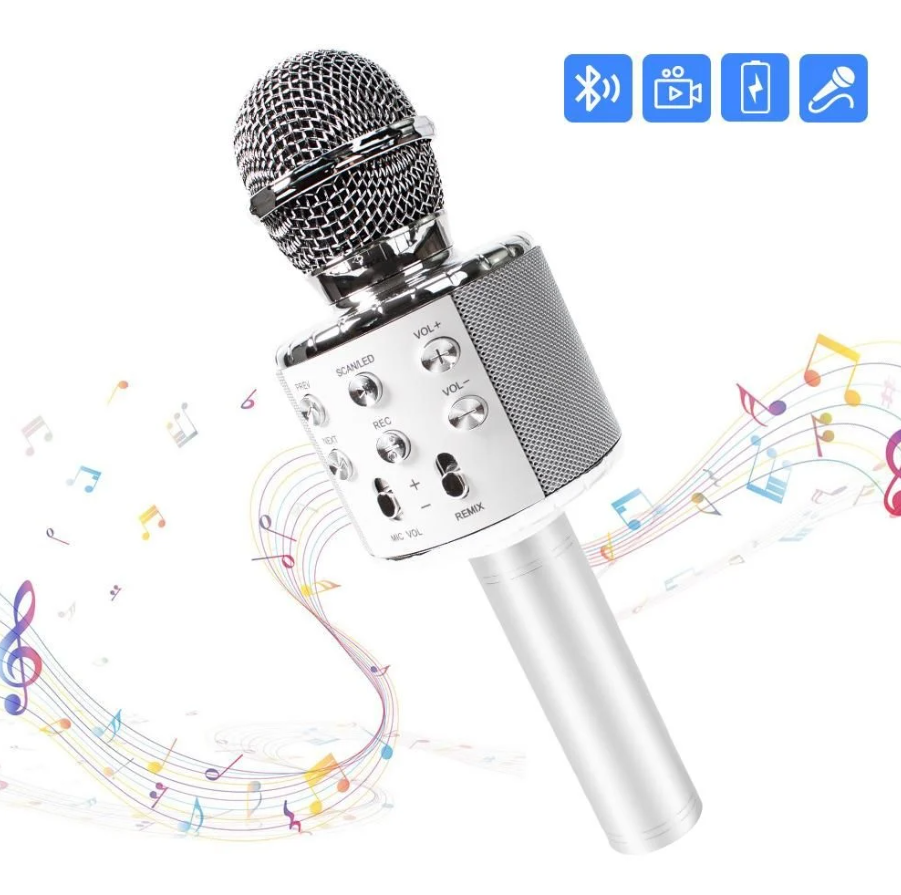 Pachet 2 Microfoane Karaoke Fără Fir pentru Copii și Adulți – Difuzor Portabil, Schimbător de Voce, MP3 Player cu USB / Card