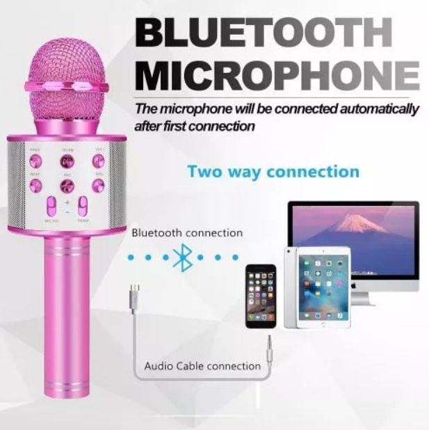Pachet 2 Microfoane Karaoke Fără Fir pentru Copii și Adulți – Difuzor Portabil, Schimbător de Voce, MP3 Player cu USB / Card