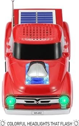 Boxă Portabilă Bluetooth Model Camionetă Vintage – Panou Solar Integrat, Radio FM cu Antenă Telescopică, USB, TF Card, Faruri LED, Culoare Negru, Kivoo