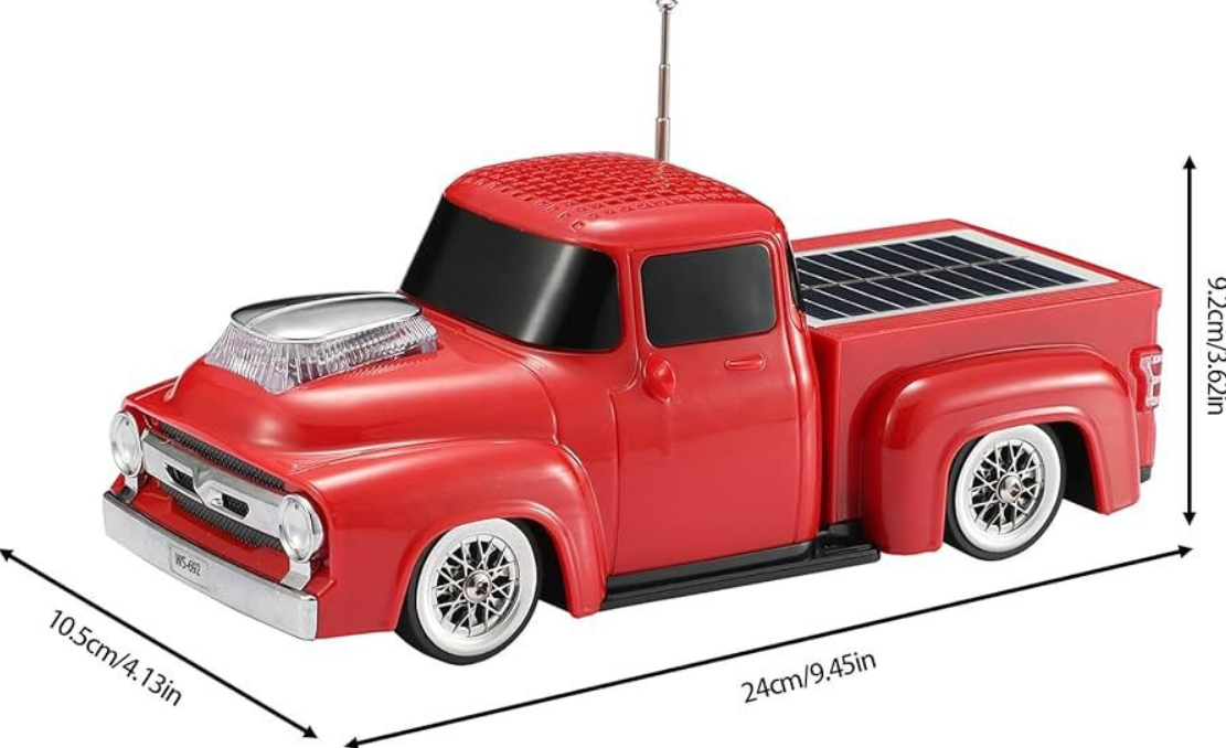 Boxă Portabilă Bluetooth Model Camionetă Vintage – Panou Solar Integrat, Radio FM cu Antenă Telescopică, USB, TF Card, Faruri LED, Culoare Negru, Kivoo