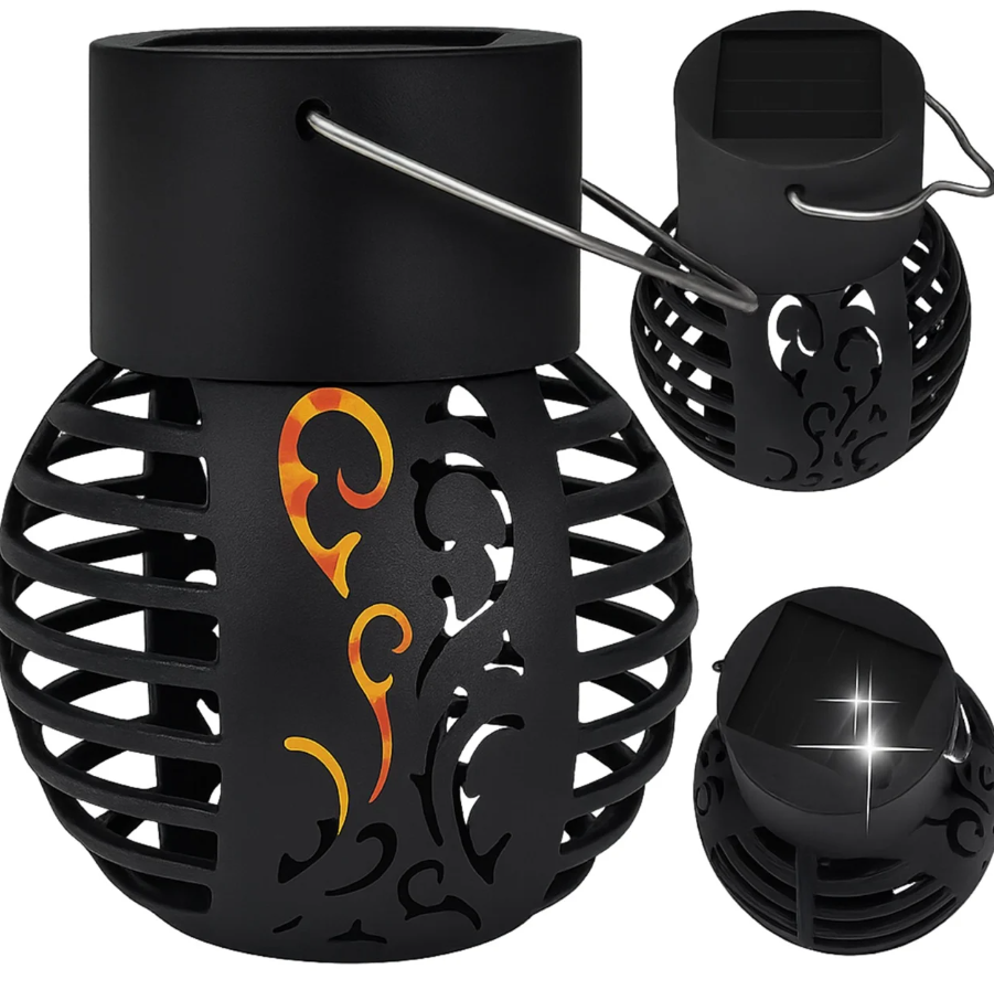 Set 4 Lămpi Solare de Grădină LED din Metal Negru – Design Modern, Rezistente la Intemperii, Iluminat Ambient Exterior, Fără Cabluri, Kivoo