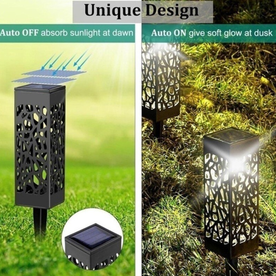 Pachet XL 8 Lămpi Solare Exterior cu Model Proiecție Ambientală, LED Lumină Caldă, Rezistente la Apă și Intemperii, Senzor Zi/Noapte, Zero Costuri Energie