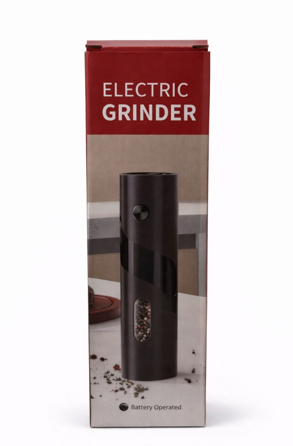 Pachet Duo 2 Râșnițe Electrice Condimente, Sare și Piper, Măcinare Rapidă și Preciză, Funcționare pe Baterii, Negru Eleganta