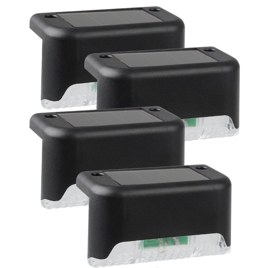 Set [8 / 12 / 16 / 20] Lămpi Solare de Exterior pentru Trepte, Gard și Perete – LED-uri Economice, Senzor Crepuscular Automat, Negru Elegant, Kivoo