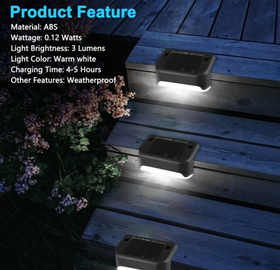 Set [8 / 12 / 16 / 20] Lămpi Solare de Exterior pentru Trepte, Gard și Perete – LED-uri Economice, Senzor Crepuscular Automat, Negru Elegant, Kivoo