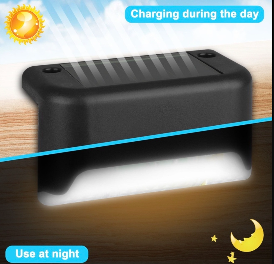 Set [8 / 12 / 16 / 20] Lămpi Solare de Exterior pentru Trepte, Gard și Perete – LED-uri Economice, Senzor Crepuscular Automat, Negru Elegant, Kivoo