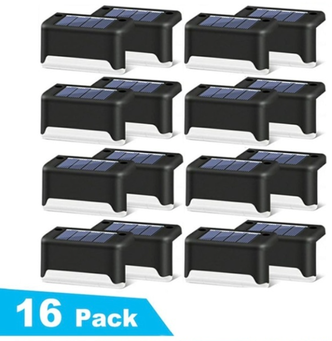 Set [8 / 12 / 16 / 20] Lămpi Solare de Exterior pentru Trepte, Gard și Perete – LED-uri Economice, Senzor Crepuscular Automat, Negru Elegant, Kivoo