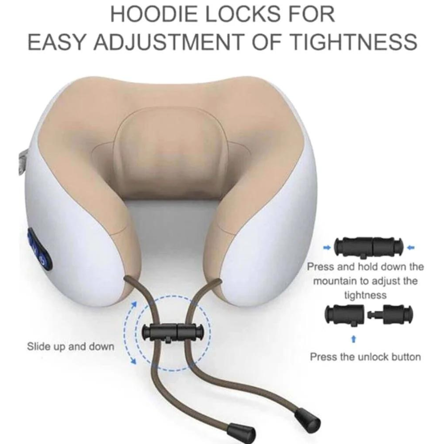 Pernă de Masaj Cervical și Călătorie Kivoo – Spumă cu Memorie (Memory Foam), Masaj prin Frământare 3D, Suport Ergonomic Gât și Umeri, Alimentare USB 5V, Gri/Maro