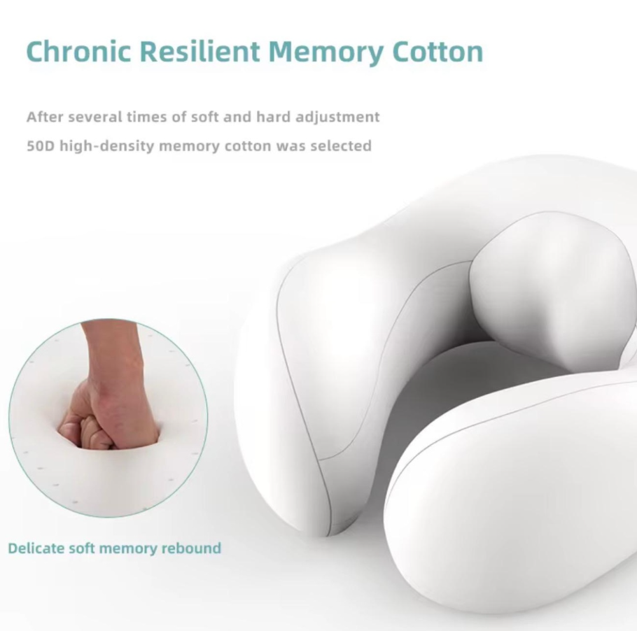 Pernă de Masaj Cervical și Călătorie Kivoo – Spumă cu Memorie (Memory Foam), Masaj prin Frământare 3D, Suport Ergonomic Gât și Umeri, Alimentare USB 5V, Gri/Maro