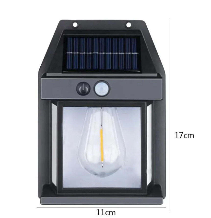 Set 4 Lămpi Solare de Perete Retro Kivoo – Senzor de Mișcare (5-8m) & Crepuscular, 3 Moduri de Iluminare, 600 Lumeni, Baterie 1800mAh, Protecție IP65, Negru