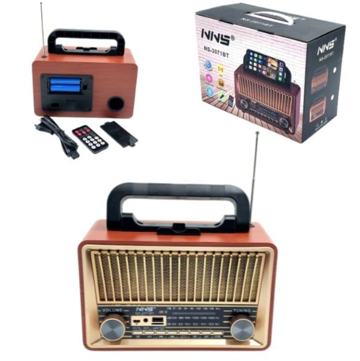 Radio Portabil Retro Kivoo cu Telecomandă – Bluetooth, Funcție TWS, Baterie Extinsă 2400 mAh, USB / Card TF, Radio AM/FM/SW Sensibilitate Crescută, Priza 220V