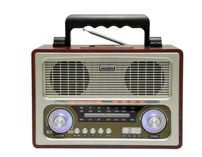Radio Portabil Retro Kemai MD-1800BT – Carcasă din Lemn, Bluetooth, USB, SD / microSD, AUX, Radio AM/FM/SW 3 Benzi, Indicator LED Volum, Acumulator Integrat & Alimentare 220V/Baterii, Dimensiuni 30x16x22 cm, Kivoo