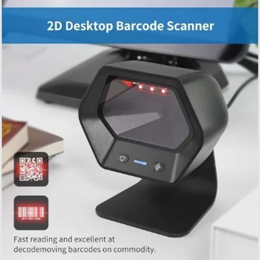 Scaner Coduri de Bare de Birou Hands-Free Andowl Q-SM700, Omnidirecțional 1D/2D/QR, Senzor CMOS 1.0MP, Citire pe Ecrane & Hârtie, Senzor Infraroșu, Fereastră Reglabilă 30°, USB Plug & Play, Kivoo