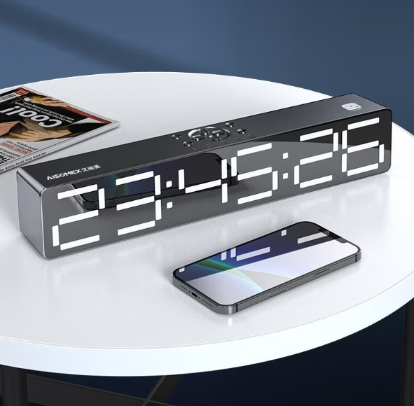 Boxă Portabilă Bluetooth Andowl QYXB133, Ceas Digital & Alarmă, 2 Difuzoare 5W, Slot Card MicroSD/TF, Microfon Hands-Free, Baterie 1600mAh, Negru, Kivoo