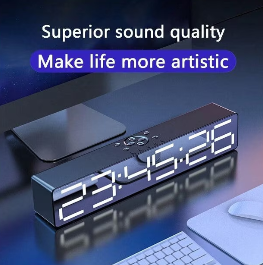 Boxă Portabilă Bluetooth Andowl QYXB133, Ceas Digital & Alarmă, 2 Difuzoare 5W, Slot Card MicroSD/TF, Microfon Hands-Free, Baterie 1600mAh, Negru, Kivoo