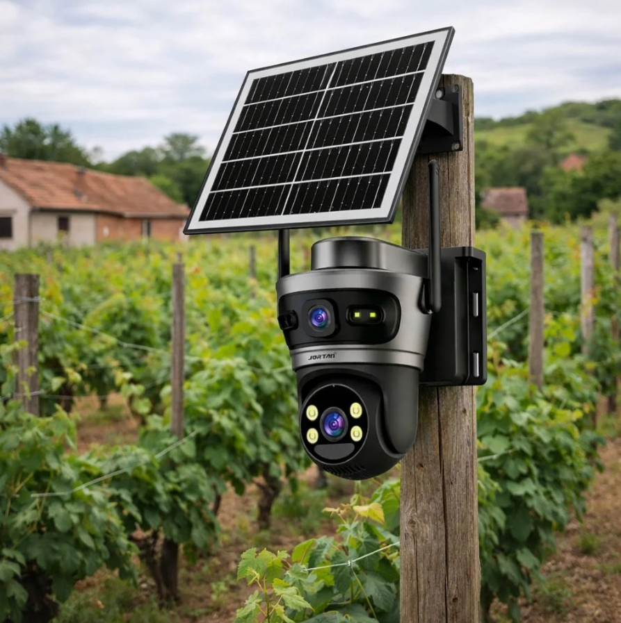 Camera de Supraveghere cu 2 Lentile 6MP, 4G, Panou Solar, 18.000mA PTZ 355°, Jortan 4GHD, IP66, HD, 1920 x 1080 Pixeli, Aplicatie Yoosee