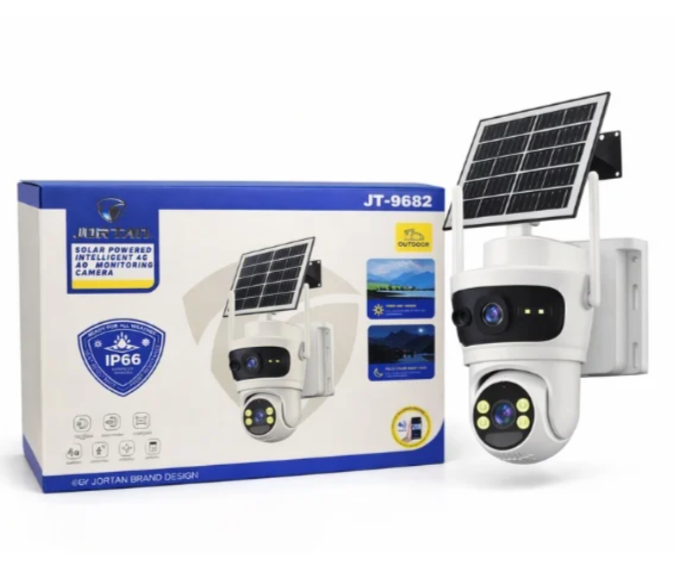 Camera de Supraveghere cu 2 Lentile 6MP, 4G, Panou Solar, 18.000mA PTZ 355°, Jortan 4GHD, IP66, HD, 1920 x 1080 Pixeli, Aplicatie Yoosee