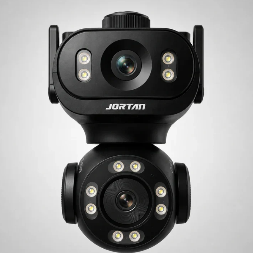 Cameră de Supraveghere JORTAN JT-9680 – 8MP (4MP + 4MP), Dual Lens, WiFi, PTZ 360°, AI, Vedere Nocturnă Color, Yoosee