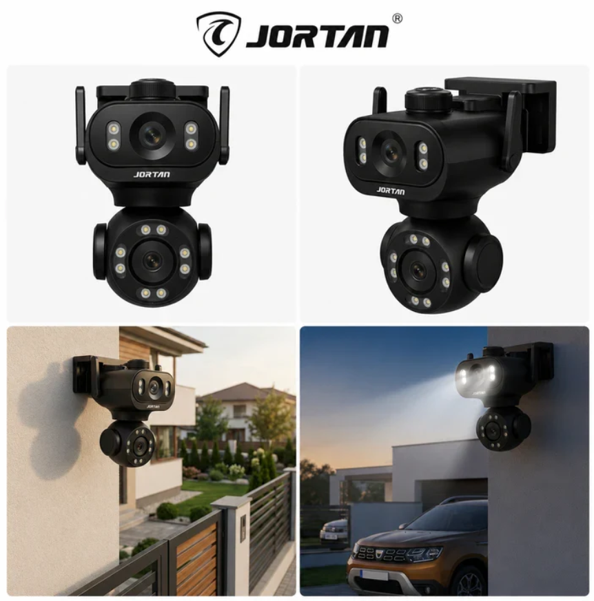 Cameră de Supraveghere JORTAN JT-9680 – 8MP (4MP + 4MP), Dual Lens, WiFi, PTZ 360°, AI, Vedere Nocturnă Color, Yoosee