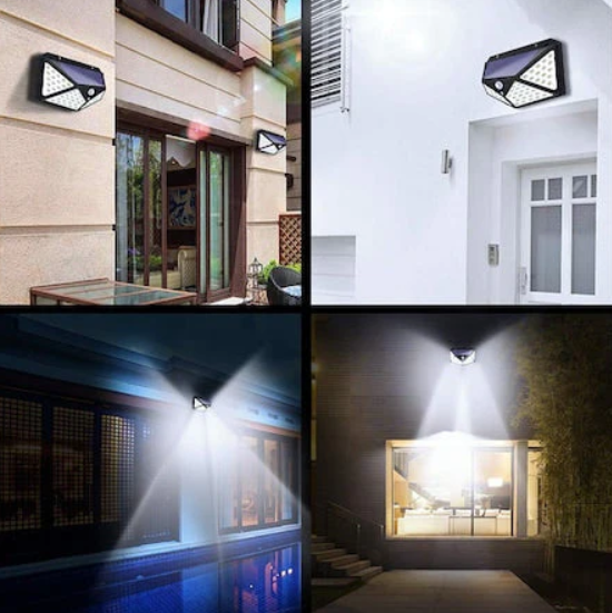 Pachet 10 Lămpi Solare LED de Exterior cu Senzor de Mișcare (1000 LED-uri Total) – Iluminat Multidirecțional, 3 Moduri, Zero Costuri la Curent, Negru