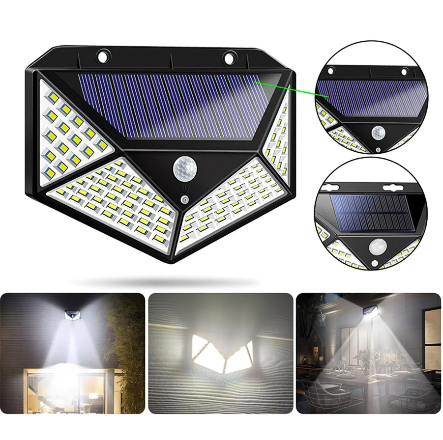 Pachet 10 Lămpi Solare LED de Exterior cu Senzor de Mișcare (1000 LED-uri Total) – Iluminat Multidirecțional, 3 Moduri, Zero Costuri la Curent, Negru