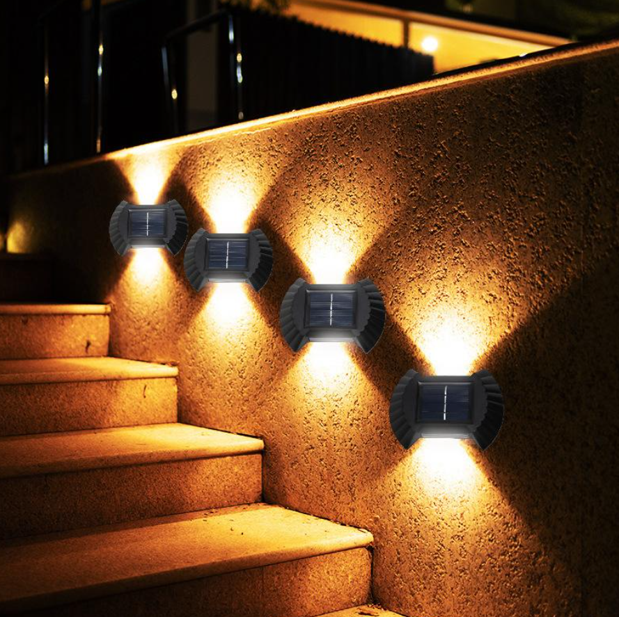 Set 8 Lămpi Solare KIVOO Bidirecționale (6+2 GRATIS), Iluminat LED Sus-Jos pentru Exterior