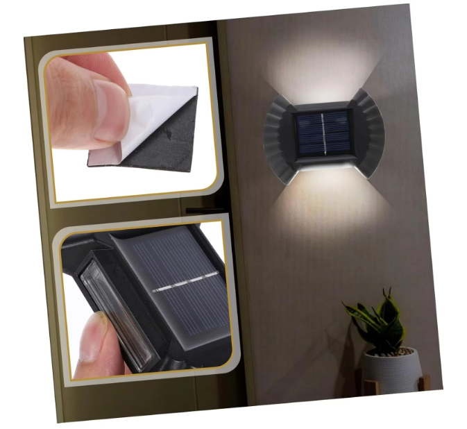 Set 8 Lămpi Solare KIVOO Bidirecționale (6+2 GRATIS), Iluminat LED Sus-Jos pentru Exterior