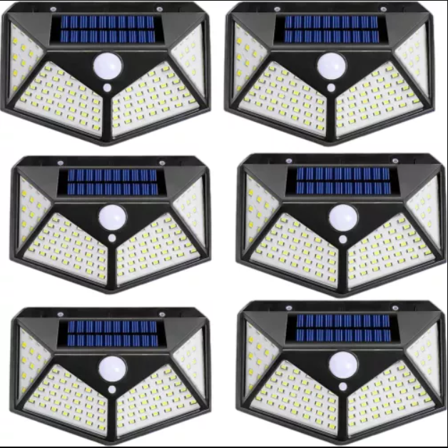 Pachet Lămpi Solare LED de Exterior cu Senzor de Mișcare 100 LED-URI – Iluminat Multidirecțional, 3 Moduri, Zero Costuri la Curent, Negru